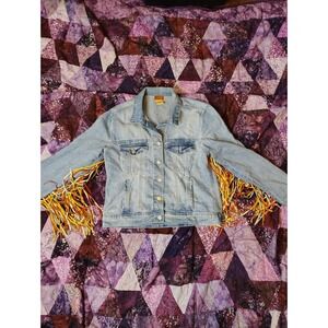 Scully Jacket Women's L‎ Blue Yellowstone Fringe Denim Western Jean Rodeo Boho